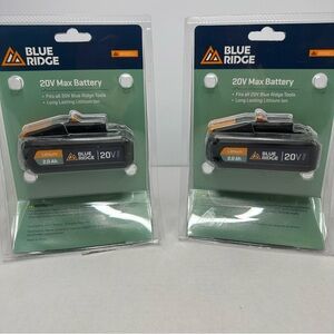 TWO-Blue Ridge Tools 20V Lithium Ion Max Battery 2.0 Ah-Long Lasting-BR9001U